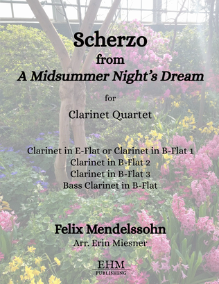 Book cover for Scherzo from "A Midsummer Night's Dream" for Clarinet Quartet