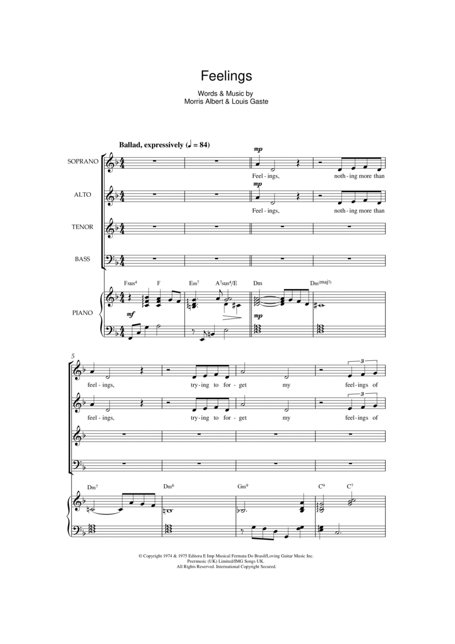 Feelings 4-Part scores gallery preview page 1