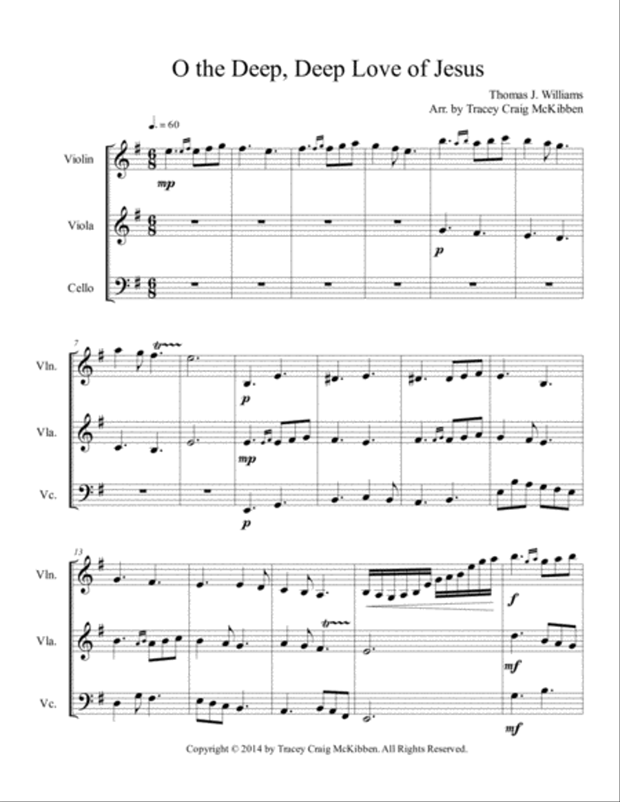 Two Sacred Trios (Oh, the Deep Deep Love of Jesus/It Is Well With My Soul) String Trio scores gallery preview page 2