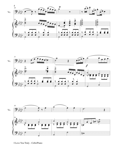 I LOVE YOU TRULY (Duet for Cello/Piano with Score and Cello Part) image number null