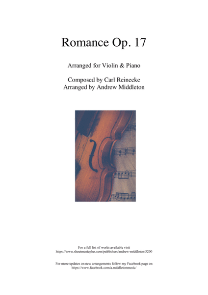 Romance Op. 17 arranged for Violin and Piano image number null