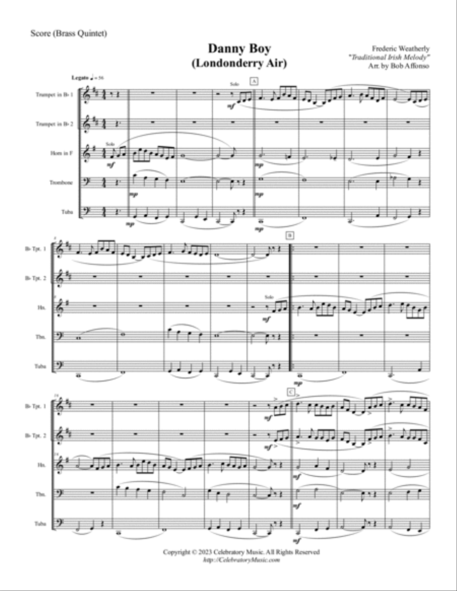 Danny Boy Brass Quintet scores gallery preview page 2