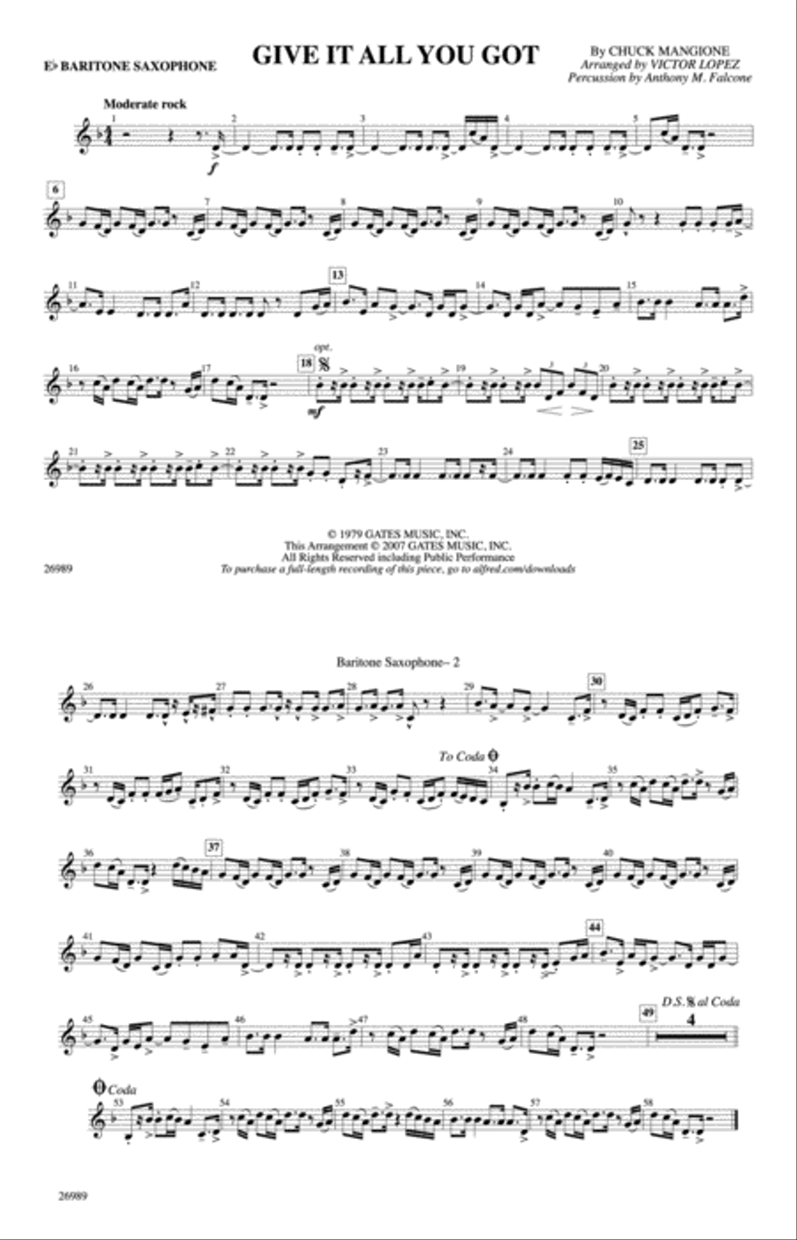 Give It All You Got: E-flat Baritone Saxophone Marching Band scores gallery preview page 1