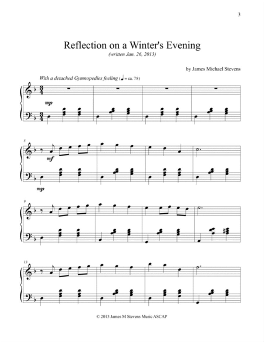 Reflection on a Winter's Evening Piano Solo scores gallery preview page 3
