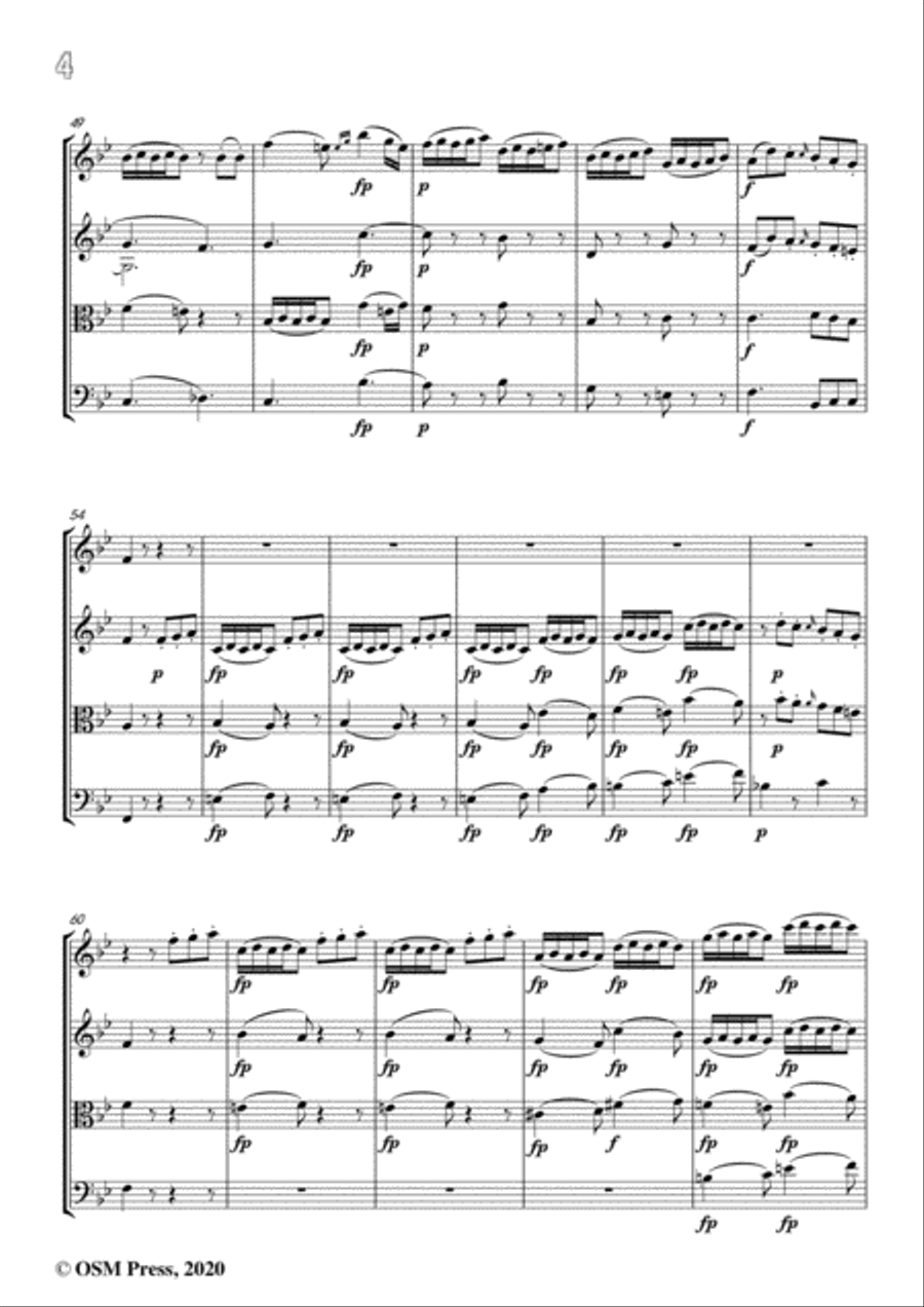 Mozart-String Quartet No.17 in B flat Major,The Hunt,K.458 String Quartet scores gallery preview page 6