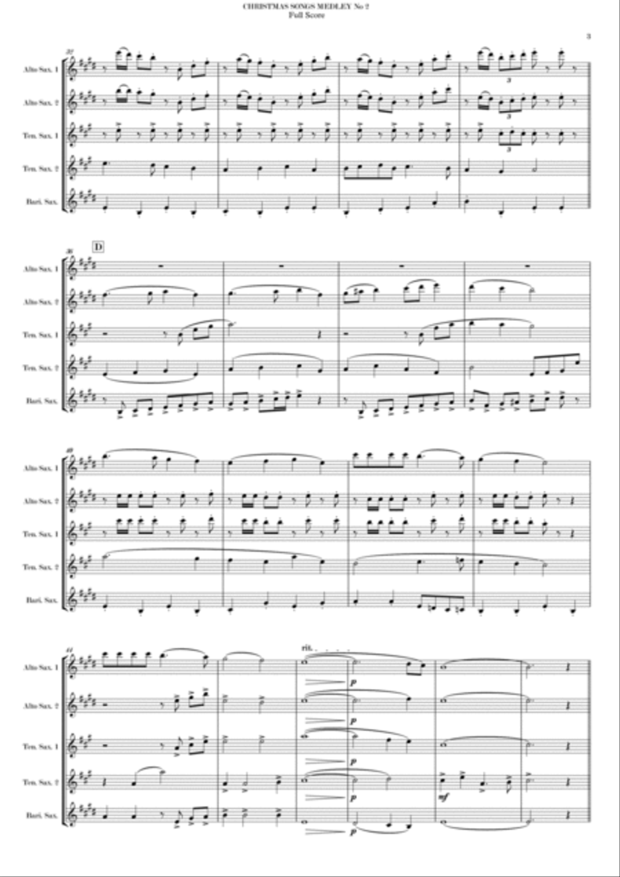 CHRISTMAS SONGS MEDLEY Nº 2 Saxophone Quintet scores gallery preview page 5