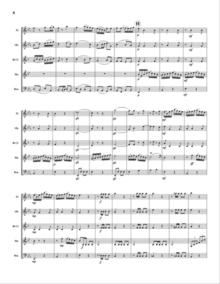 Quintet in Eb, No. 3, K. 407 (Mvt. 3) Woodwind Quintet scores gallery preview page 6