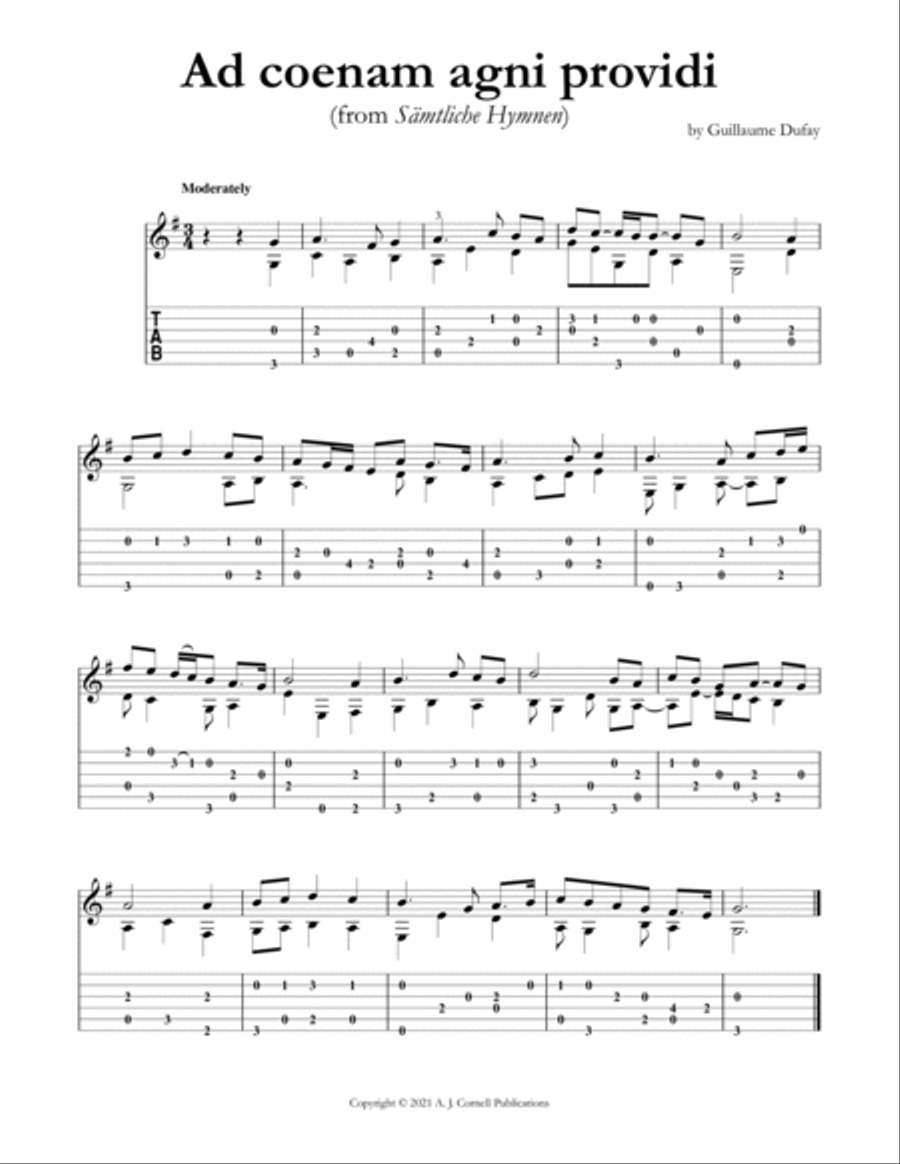 Ad coenam agni providi Classical Guitar scores gallery preview page 1