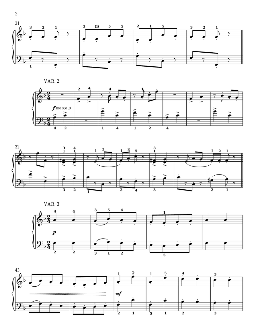 Five Variations On A Russian Folk Song, Op. 51, No. 1 Piano Solo scores gallery preview page 2