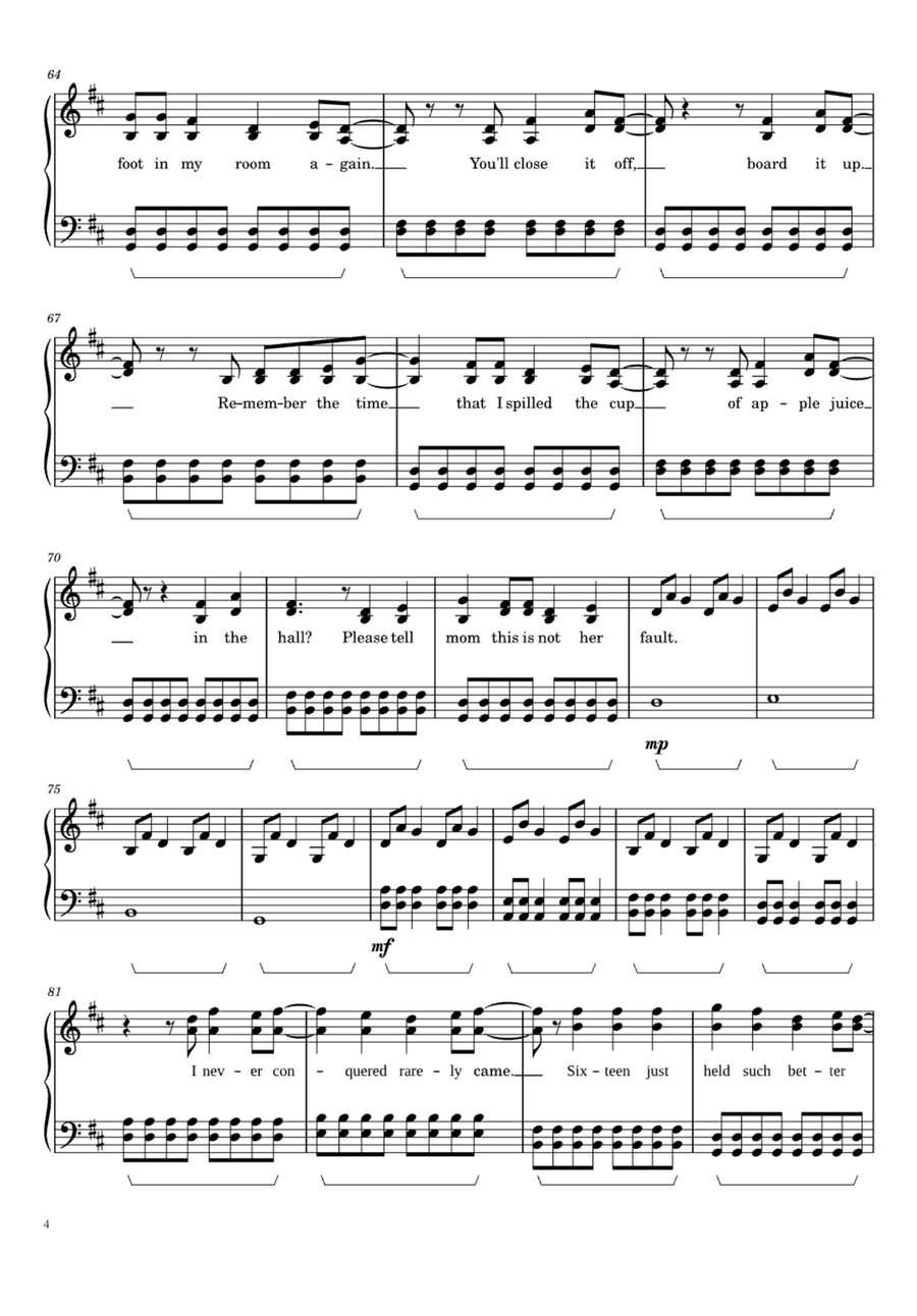 Adam's Song Easy Piano scores gallery preview page 4