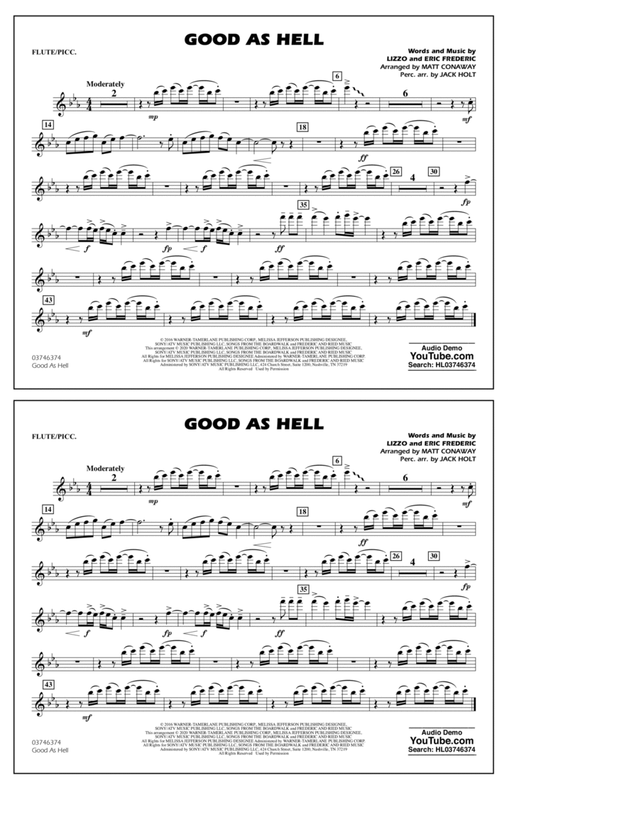 Good As Hell (arr. Matt Conaway and Jack Holt) - Flute/Piccolo