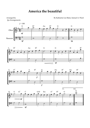 America The Beautiful - duet for Oboe and Bassoon (+CHORDS)
