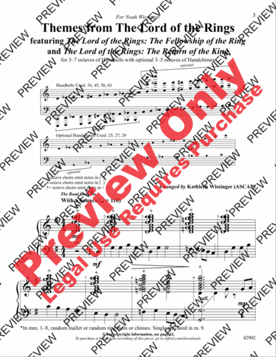 The Lord of the Rings, Themes from Handbell Choir scores gallery preview page 3