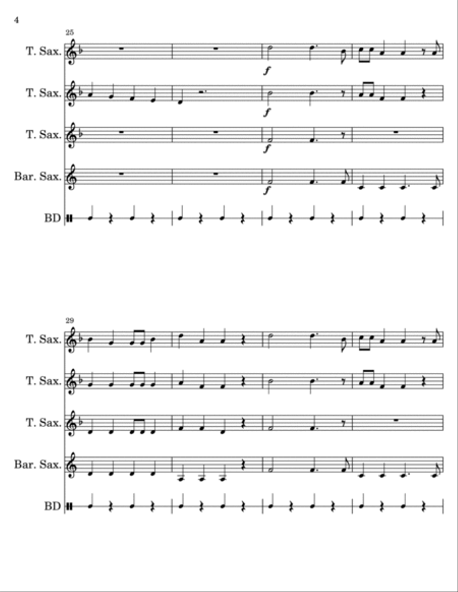Wellerman Saxophone Quartet Saxophone Quartet scores gallery preview page 4