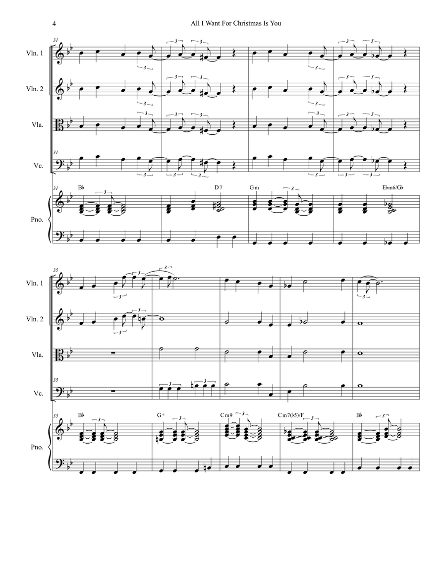 All I Want For Christmas Is You String Quartet scores gallery preview page 4