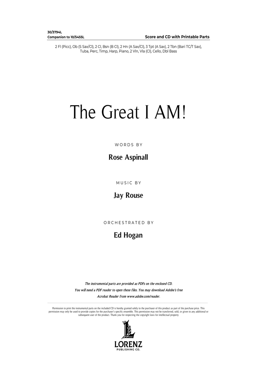 The Great I AM! - Orchestral Score and Parts (Digital Download) Set of Parts scores gallery preview page 1