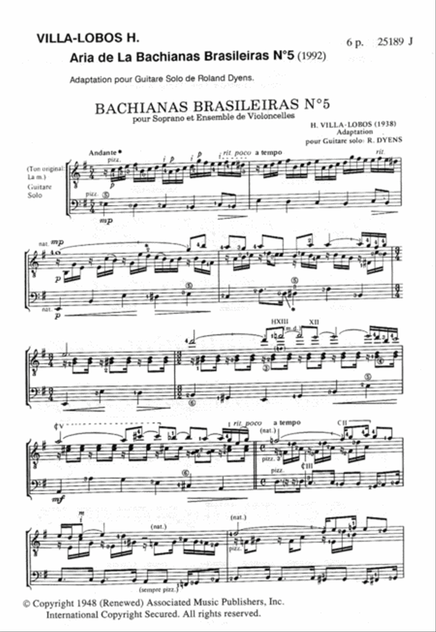 Bachianas Brasileiras No. 5 de H. Villa-Lobos: Aria Acoustic Guitar scores gallery preview page 2
