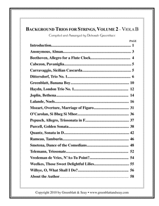 Book cover for Background Trios for Strings, Volume 2 - Viola B