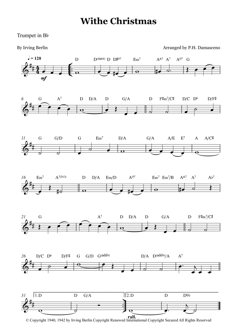 White Christmas Trumpet Solo scores gallery preview page 1