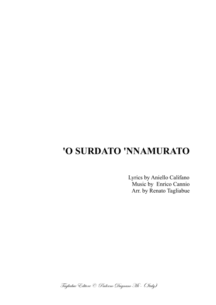 'O SURDATO 'NNAMURATO - Neapolitan folk song - For SATB Choir image number null