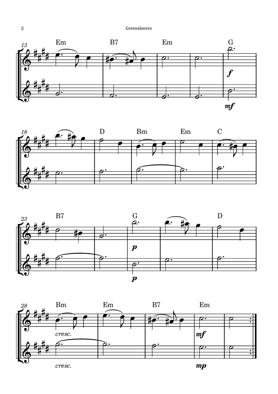 Greensleeves Woodwind Duet scores gallery preview page 2