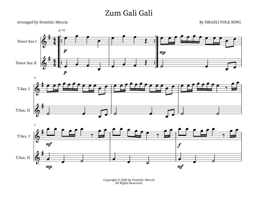 Zum Gali Gali Woodwind Duet scores gallery preview page 1