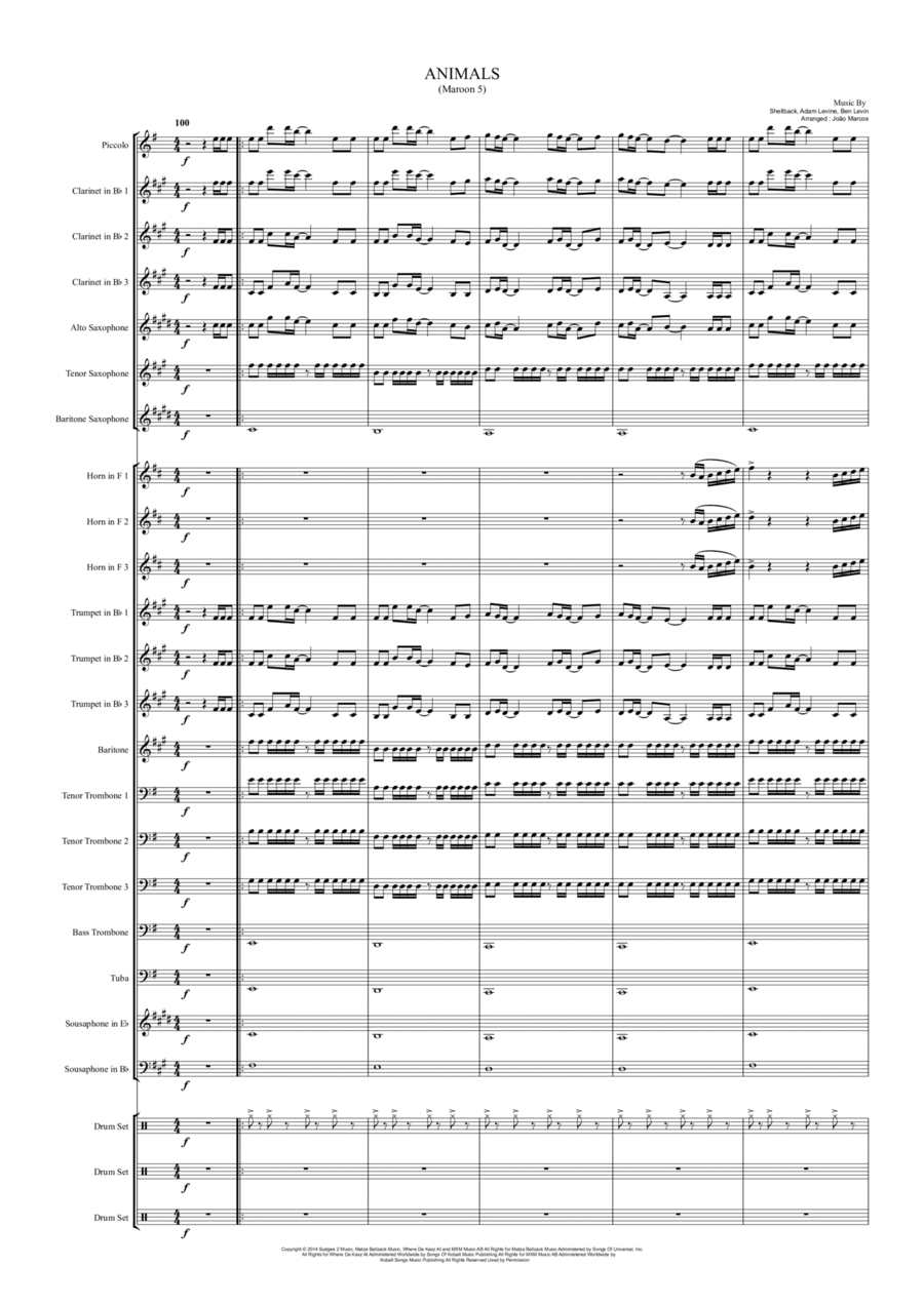 Animals Marching Band scores gallery preview page 1