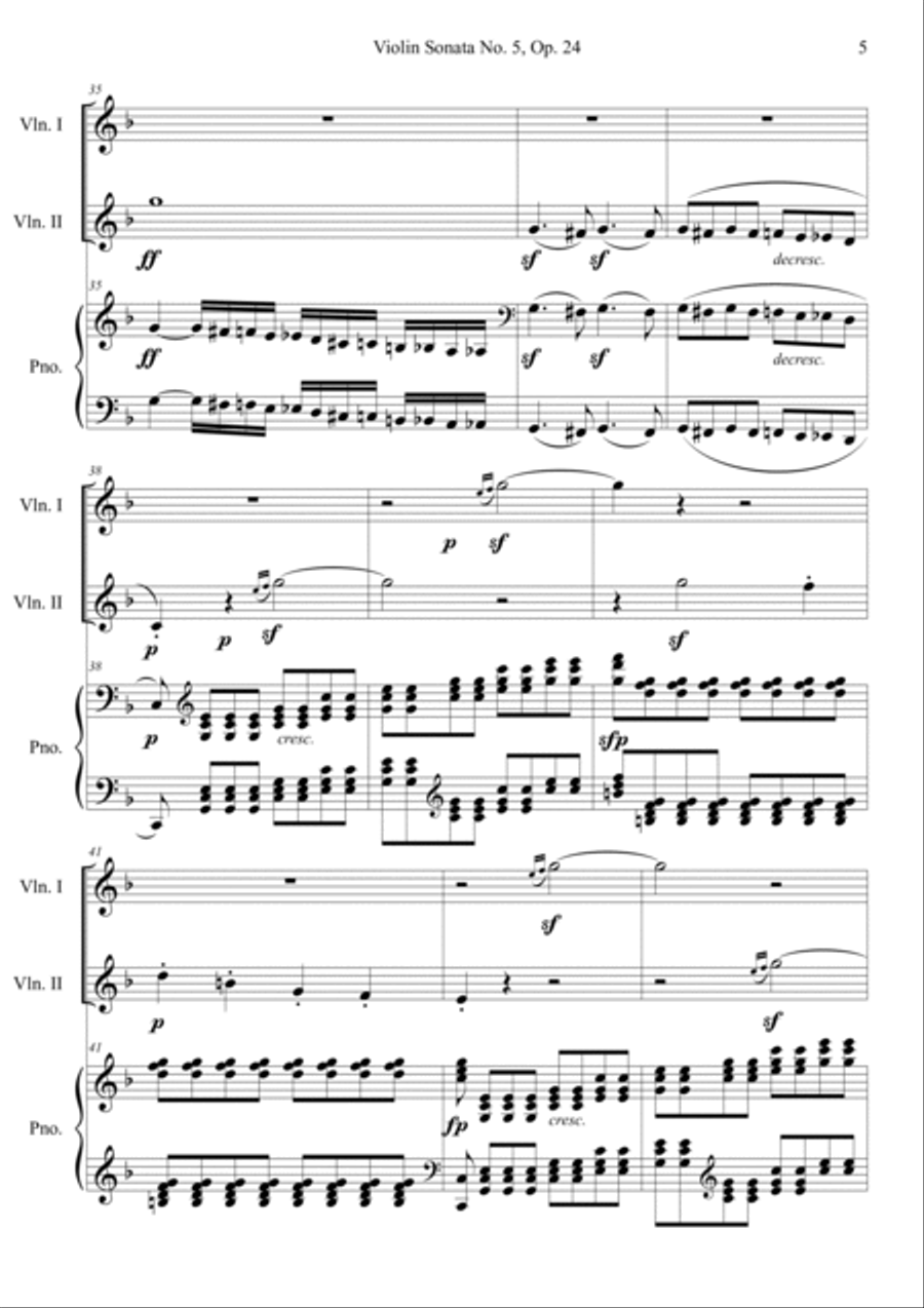 Beethoven: Violin Sonata No.5 Mov.1 Violin Solo scores gallery preview page 5