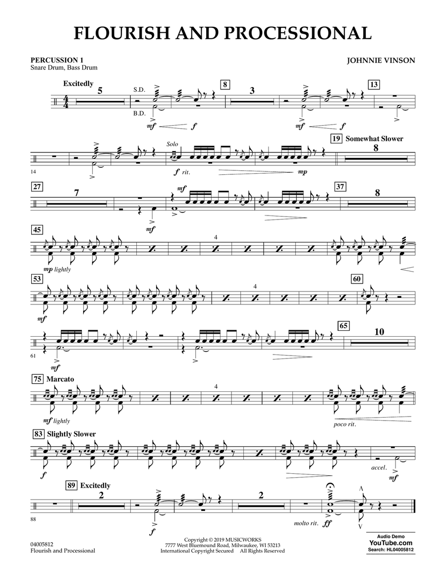 Flourish and Processional - Percussion 1 Concert Band scores gallery preview page 1