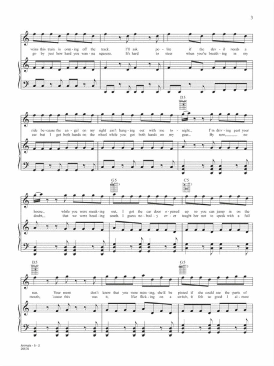Animals Animals Piano, Vocal, Guitar scores gallery preview page 2