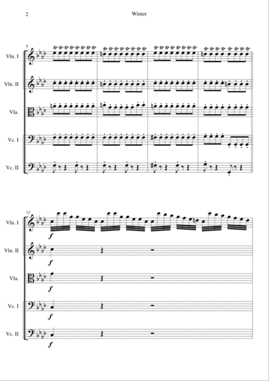 The Four Seasons - Winter 1st Movement Cello scores gallery preview page 2