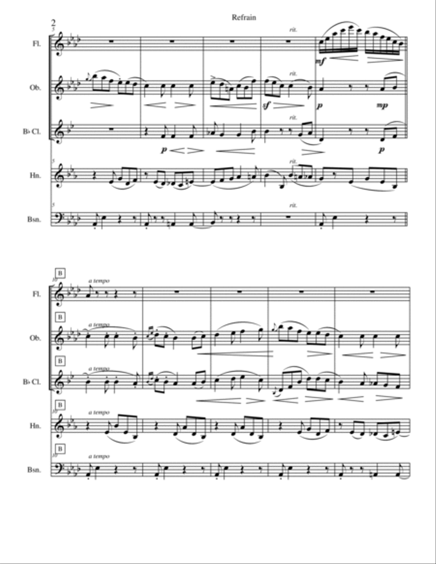 Refrain du Gondolier Refrain du Gondolier Woodwind Quintet scores gallery preview page 2