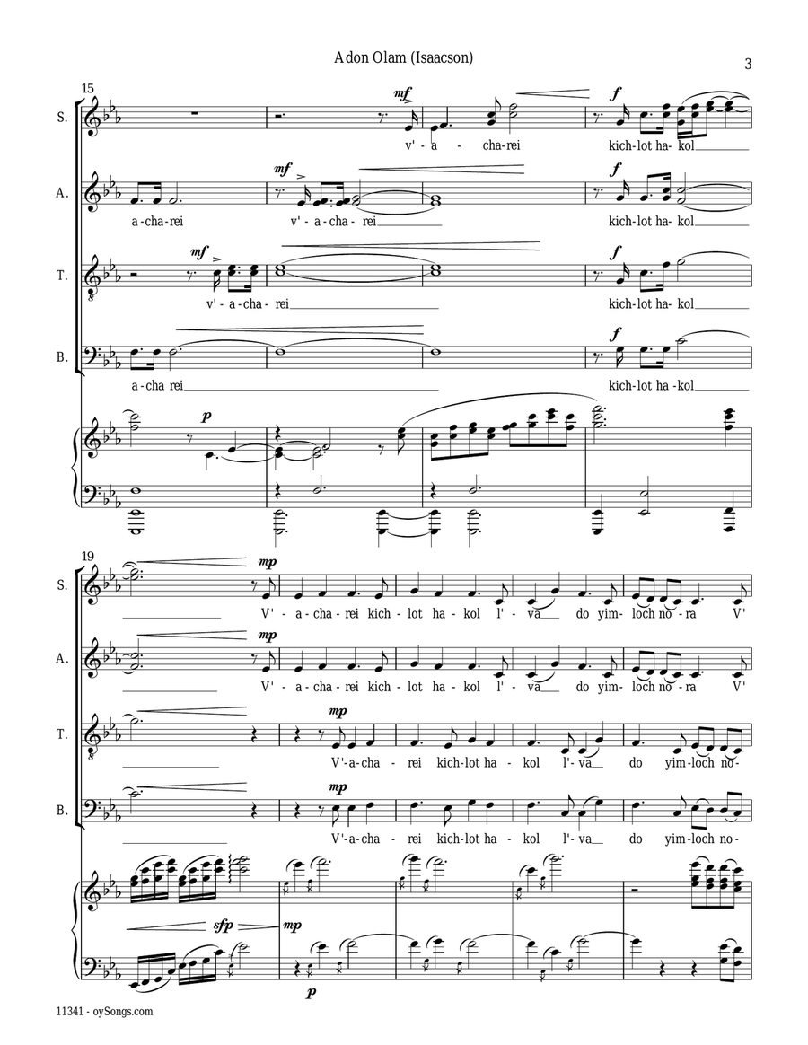 Adon Olam Adon Olam 4-Part scores gallery preview page 3