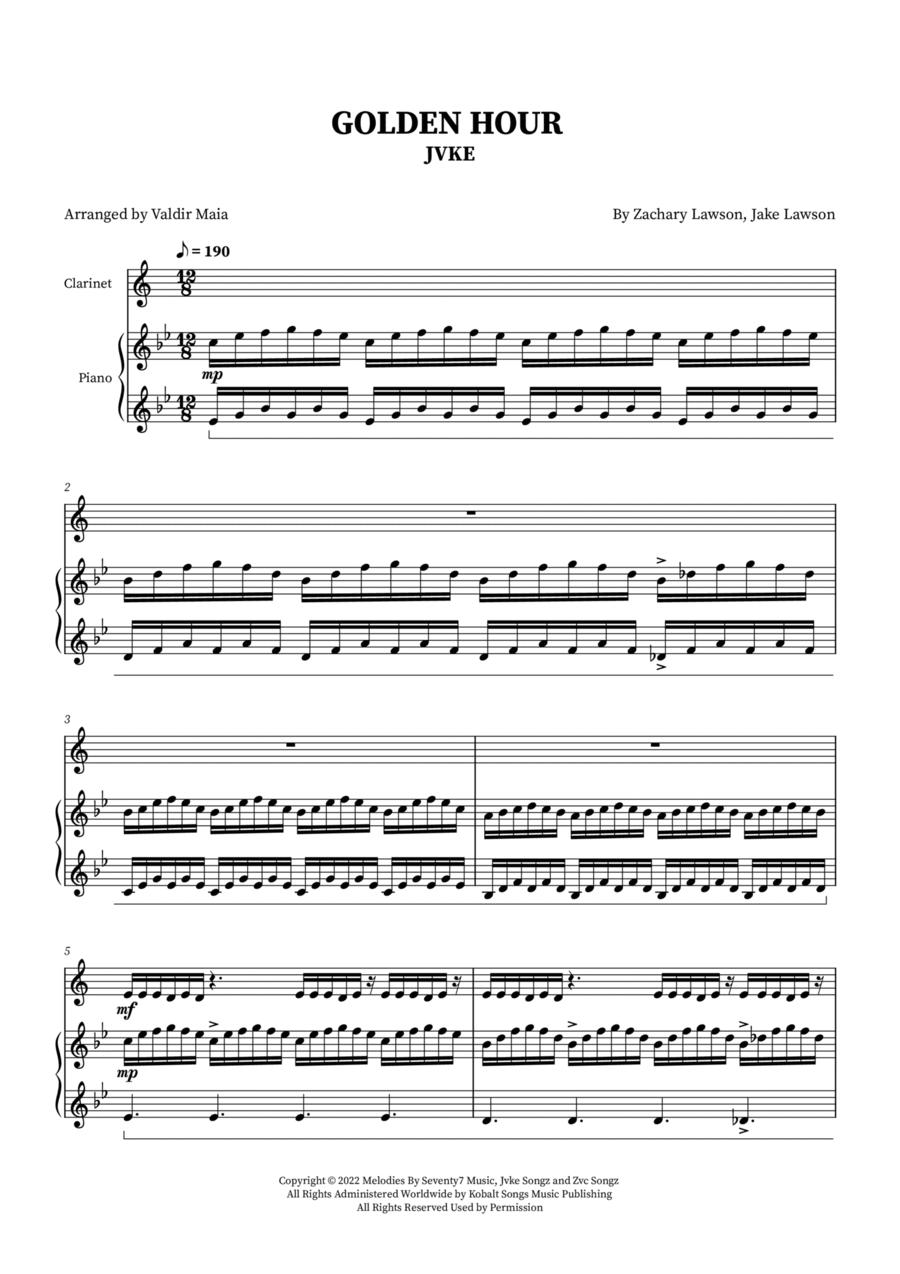 Golden Hour Golden Hour Clarinet Solo scores gallery preview page 1