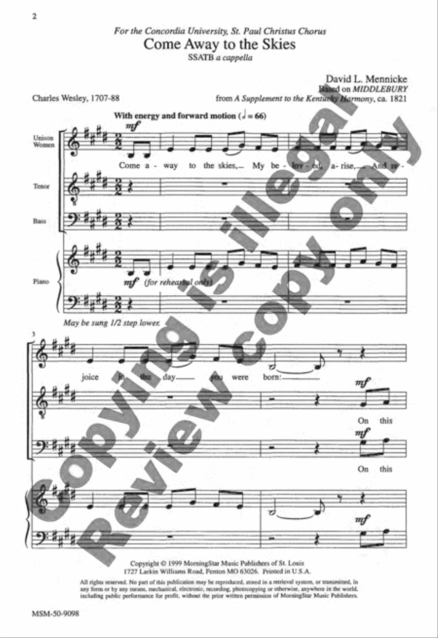 Come Away to the Skies SSATB scores gallery preview page 2