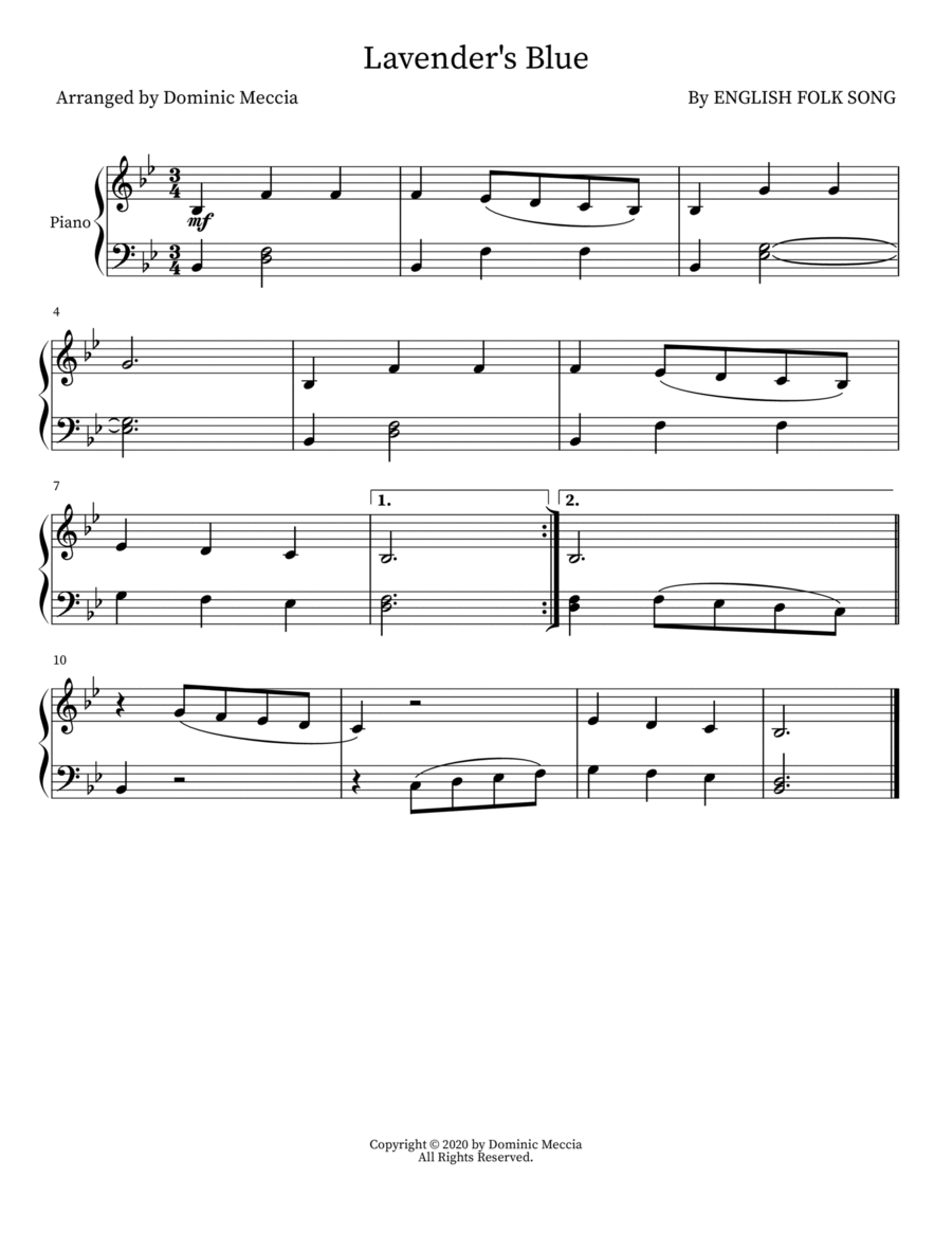 Lavender's Blue Voice scores gallery preview page 1
