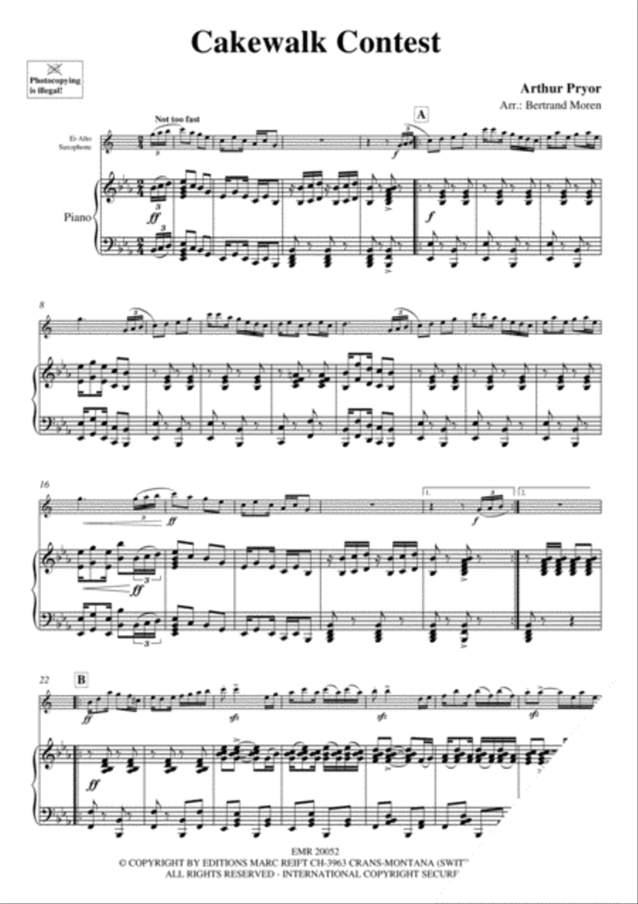 Cakewalk Contest Cakewalk Contest Alto Saxophone scores gallery preview page 3