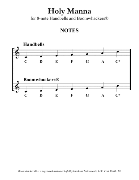 Holy Manna (for 8-note Bells and Boomwhackers with Black and White Notes) image number null