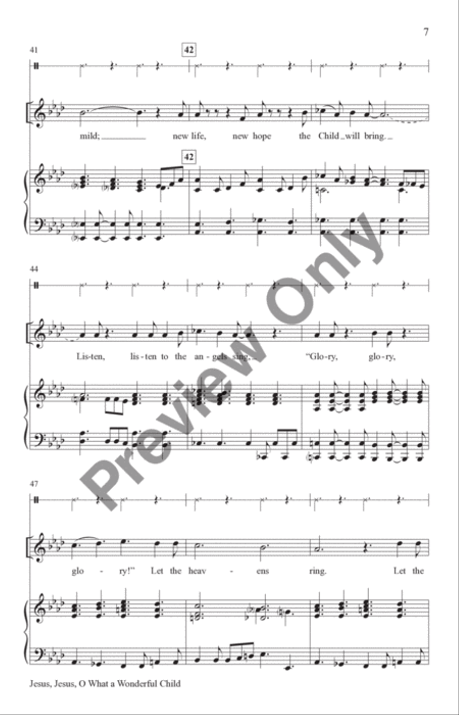 Jesus, Jesus, O What a Wonderful Child Unison Choir scores gallery preview page 7