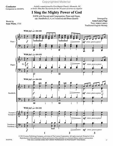 I Sing the Mighty Power of God - Brass and Handbells Score and Parts