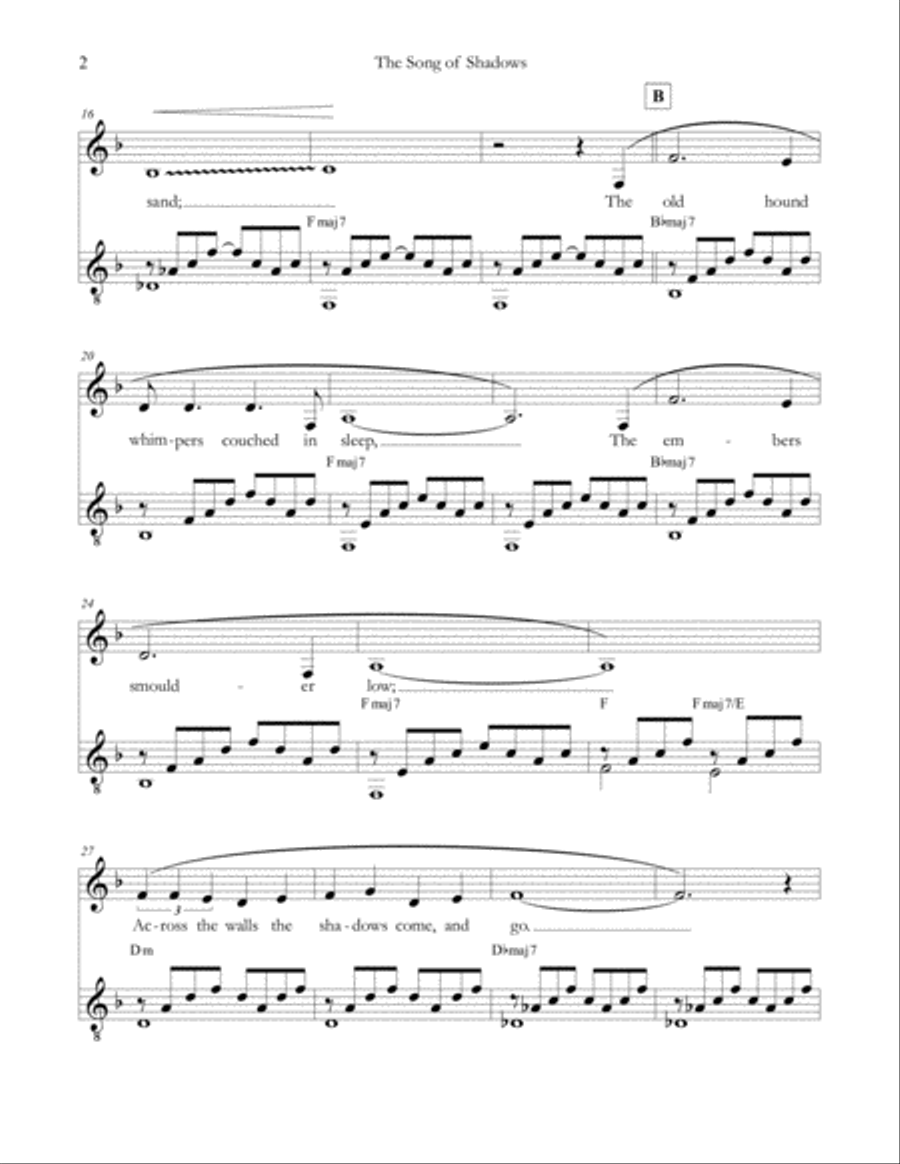 The Song of Shadows - An Original Song Setting of Walter de la Mare's Poetry for VOICE and GUITAR: K Guitar scores gallery preview page 5