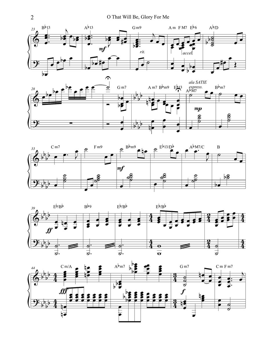 O That Will Be, Glory for Me Piano Solo scores gallery preview page 2