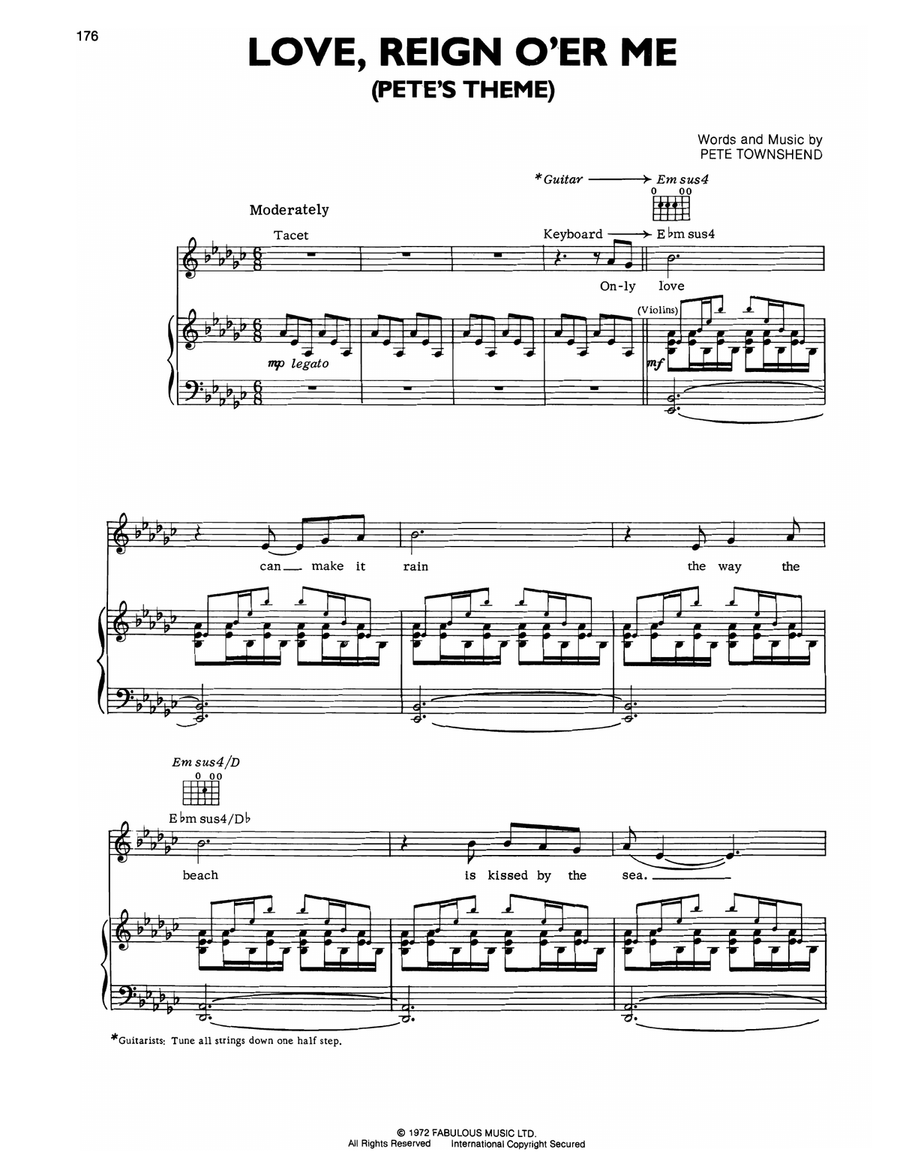 Love, Reign O'er Me Piano, Vocal, Guitar scores gallery preview page 1