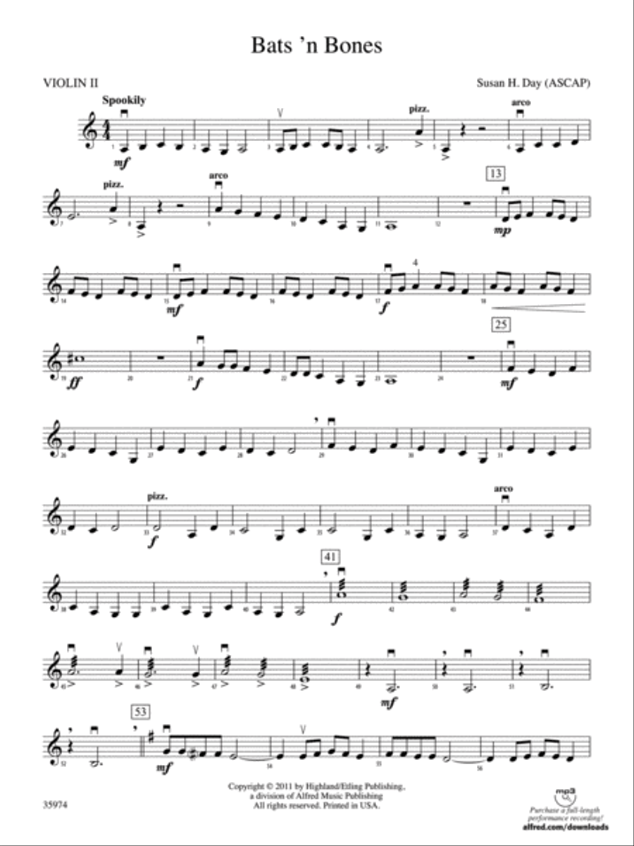 Bats 'n Bones: 2nd Violin String Orchestra scores gallery preview page 1