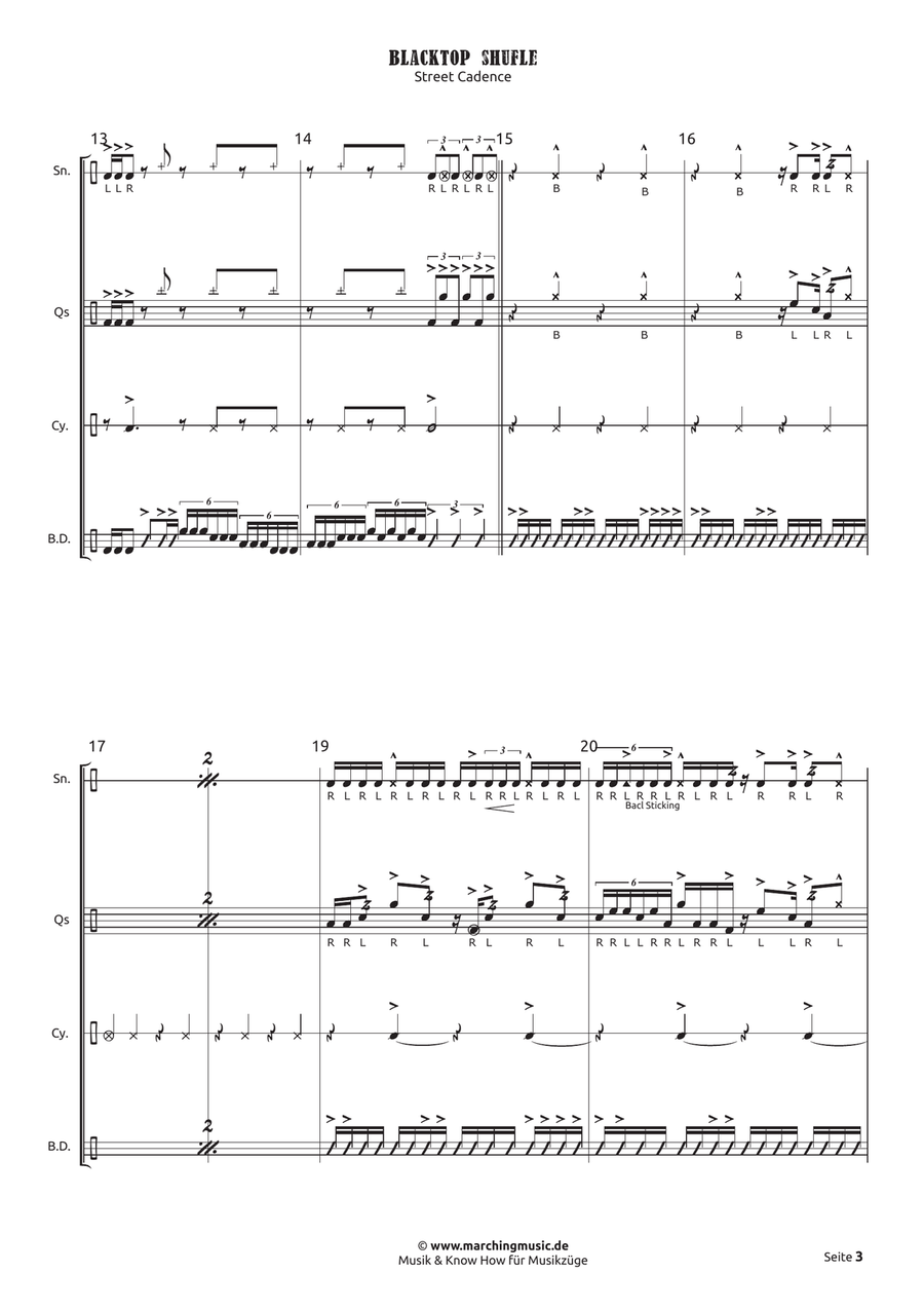 BLACKTOP SHUFFLE Drumline Cadence Drum Set scores gallery preview page 4