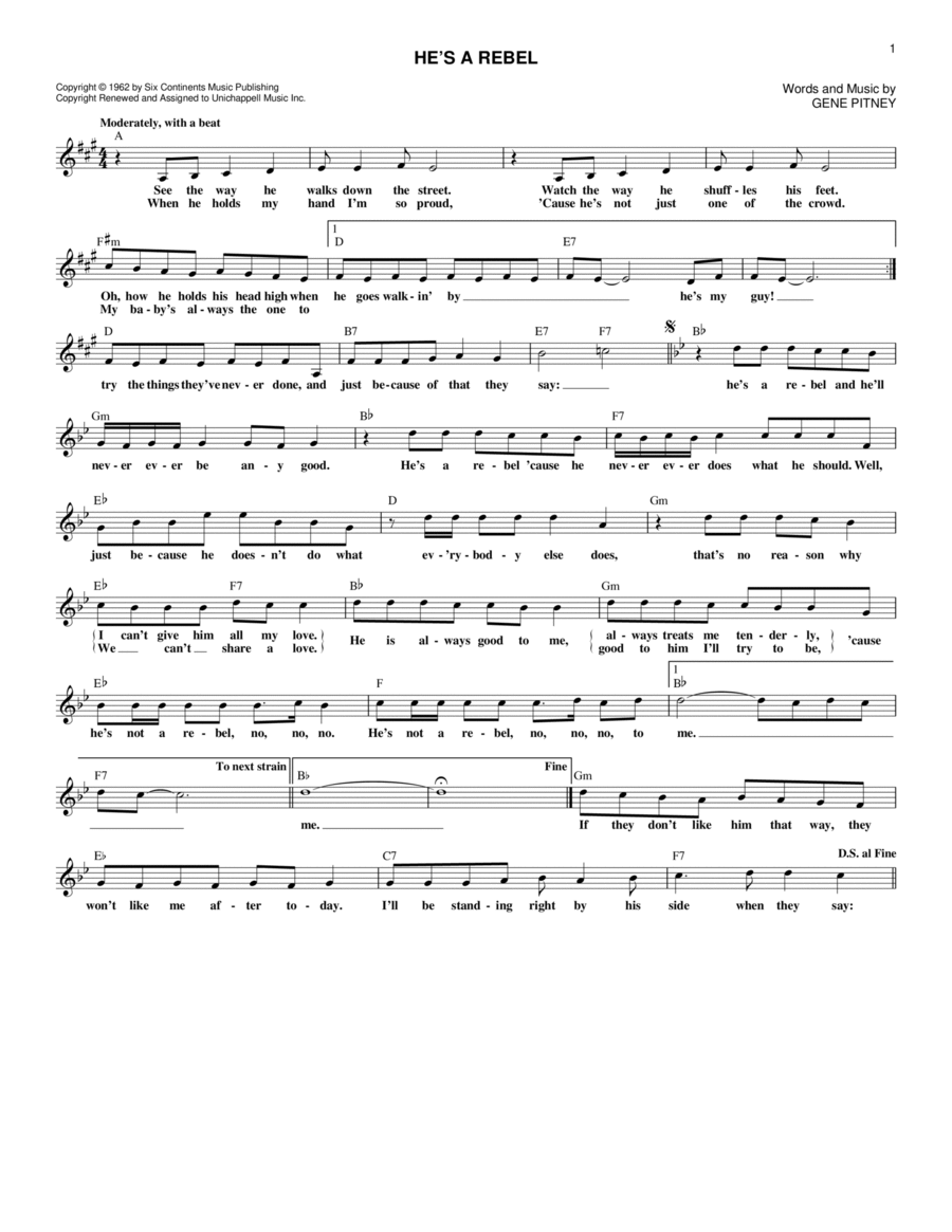 He's A Rebel Guitar scores gallery preview page 1