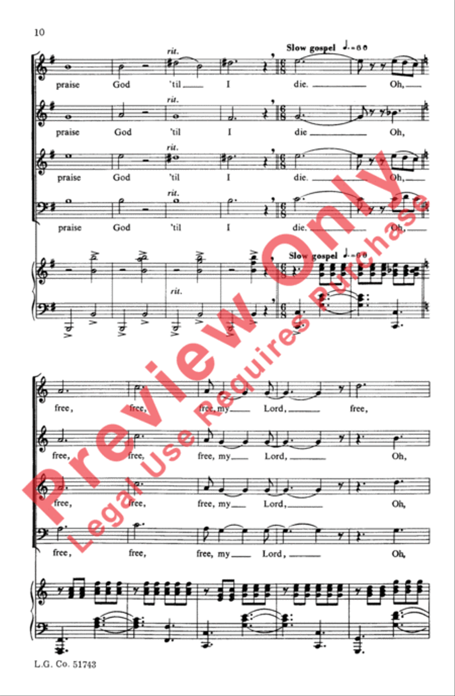 Free, My Lord, Free at Las' 4-Part scores gallery preview page 10