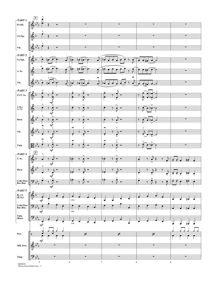 Family Guy (Theme) - Full Score Concert Band scores gallery preview page 3