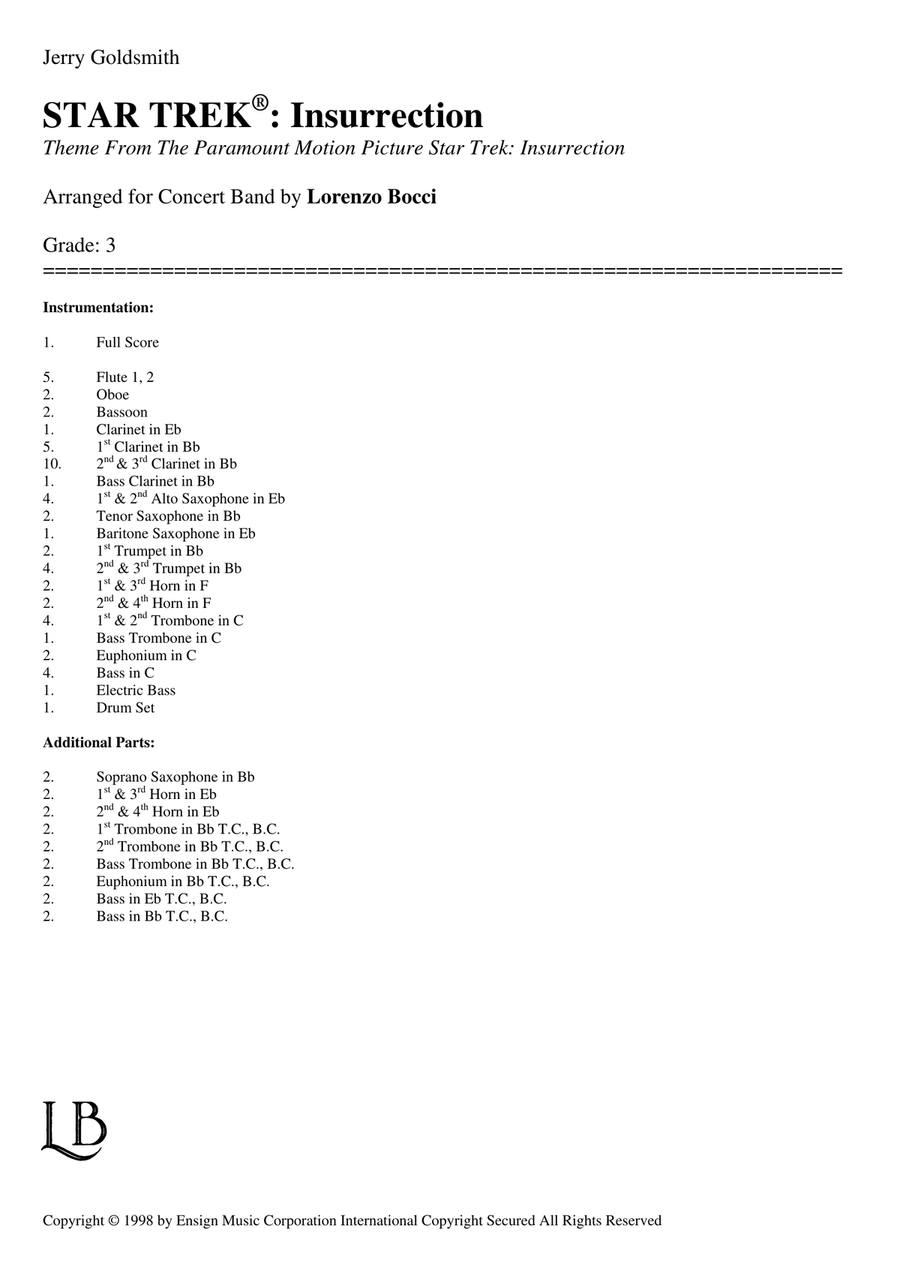 Star Trek(R) Insurrection Concert Band scores gallery preview page 2