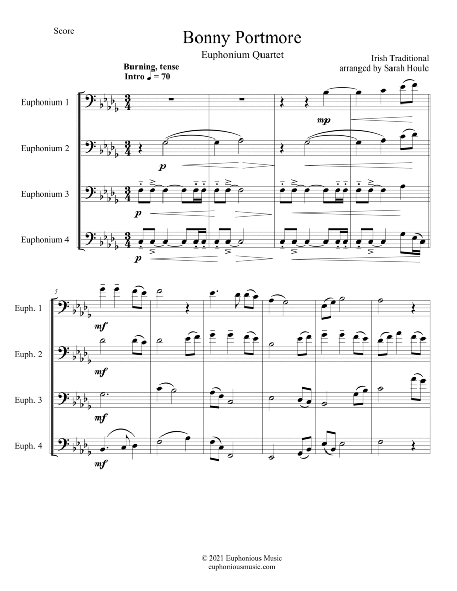 Bonny Portmore - Euphonium Quartet Euphonium Quartet scores gallery preview page 1